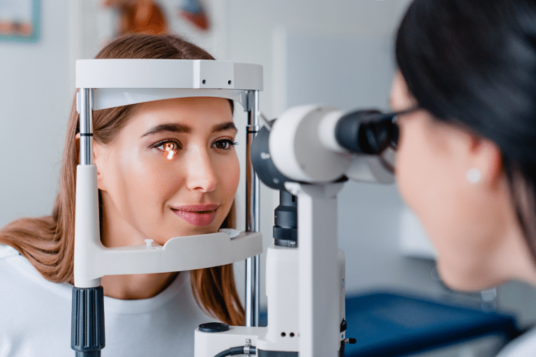 Eye health conditions - lady having an eye test